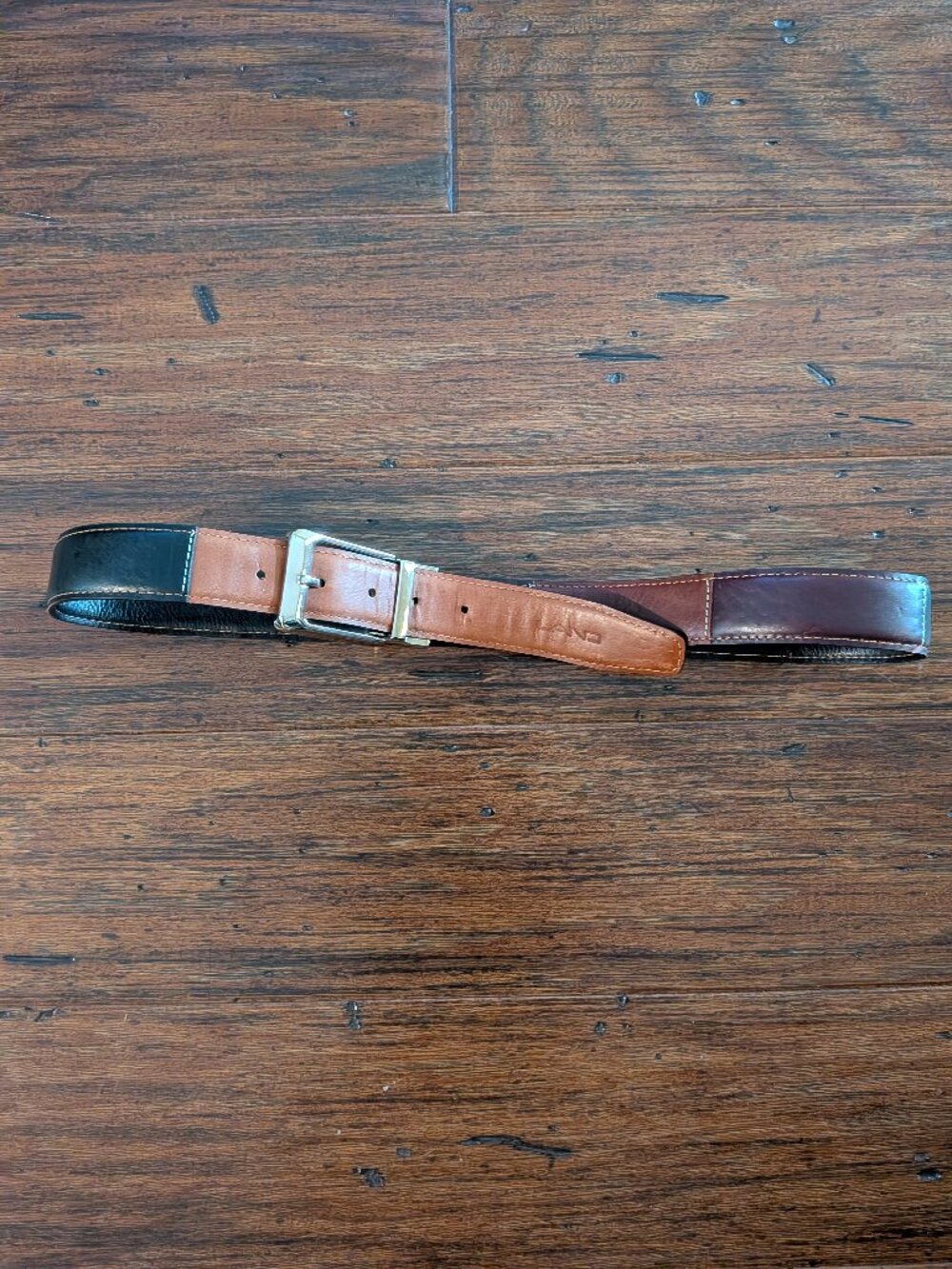 Men's Y2K Lands' End Multi-Tone Patchwork Leather Belt Vintage sz 40"